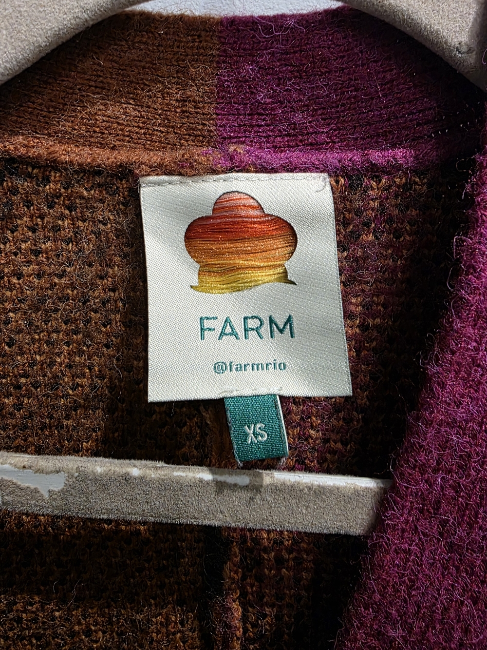 FARM Rio Two-Tone Leopard Print Cardigan - Rust & Magenta - Picture 2 of 4